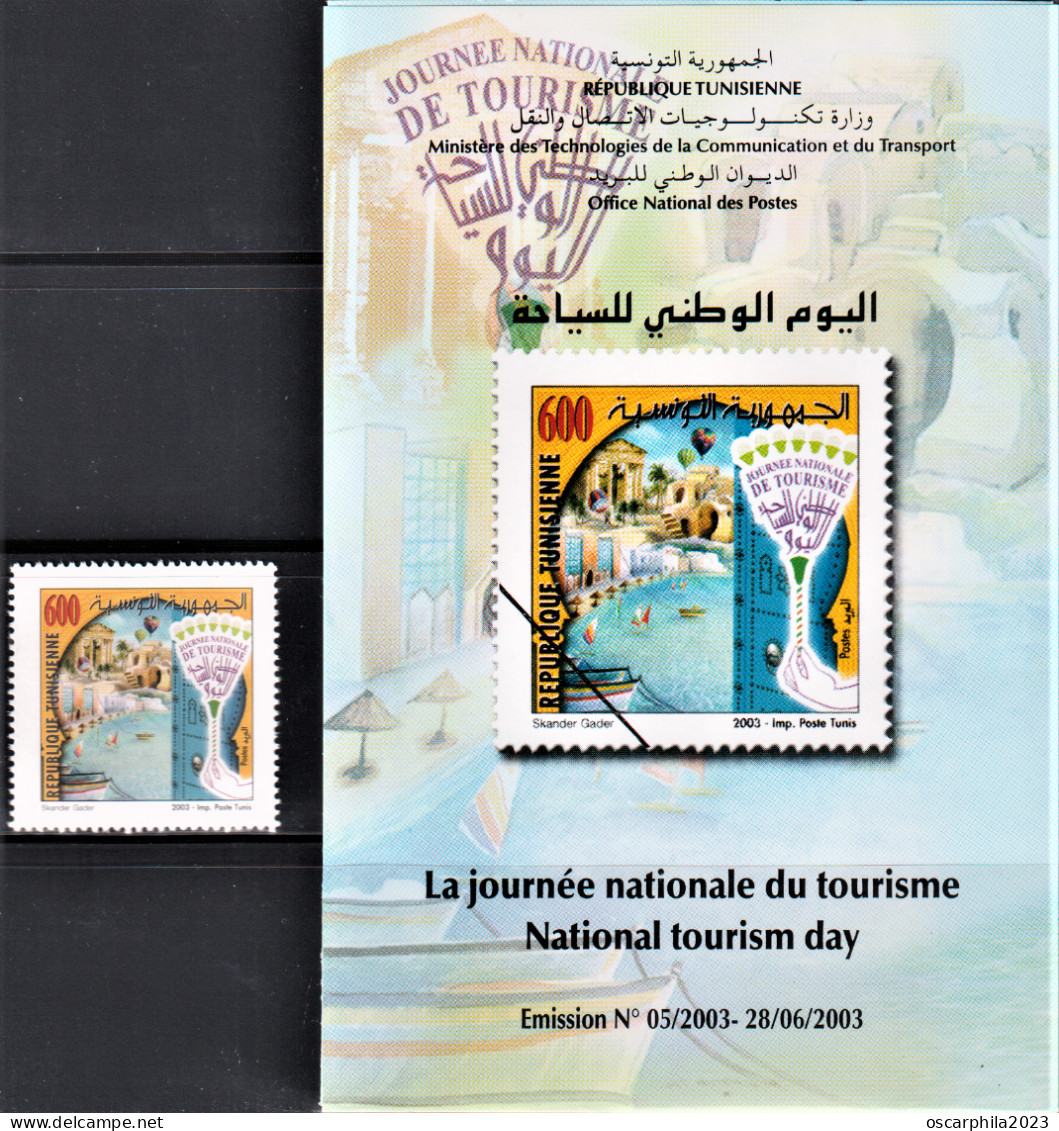 2003-Tunisie / Y&T 1482 - La Journée National Du Tourisme 1V/ MNH***** + Prospectus - Tunisia (1956-...)