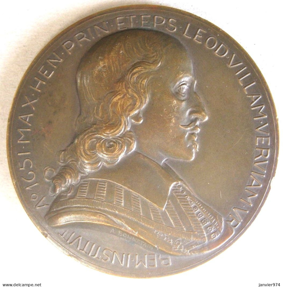 Médaille En Bronze Liège 1951. Hôtel De Ville De Verviers . Maximilien-Henri De Bavière , Par Bonnetain - Altri & Non Classificati