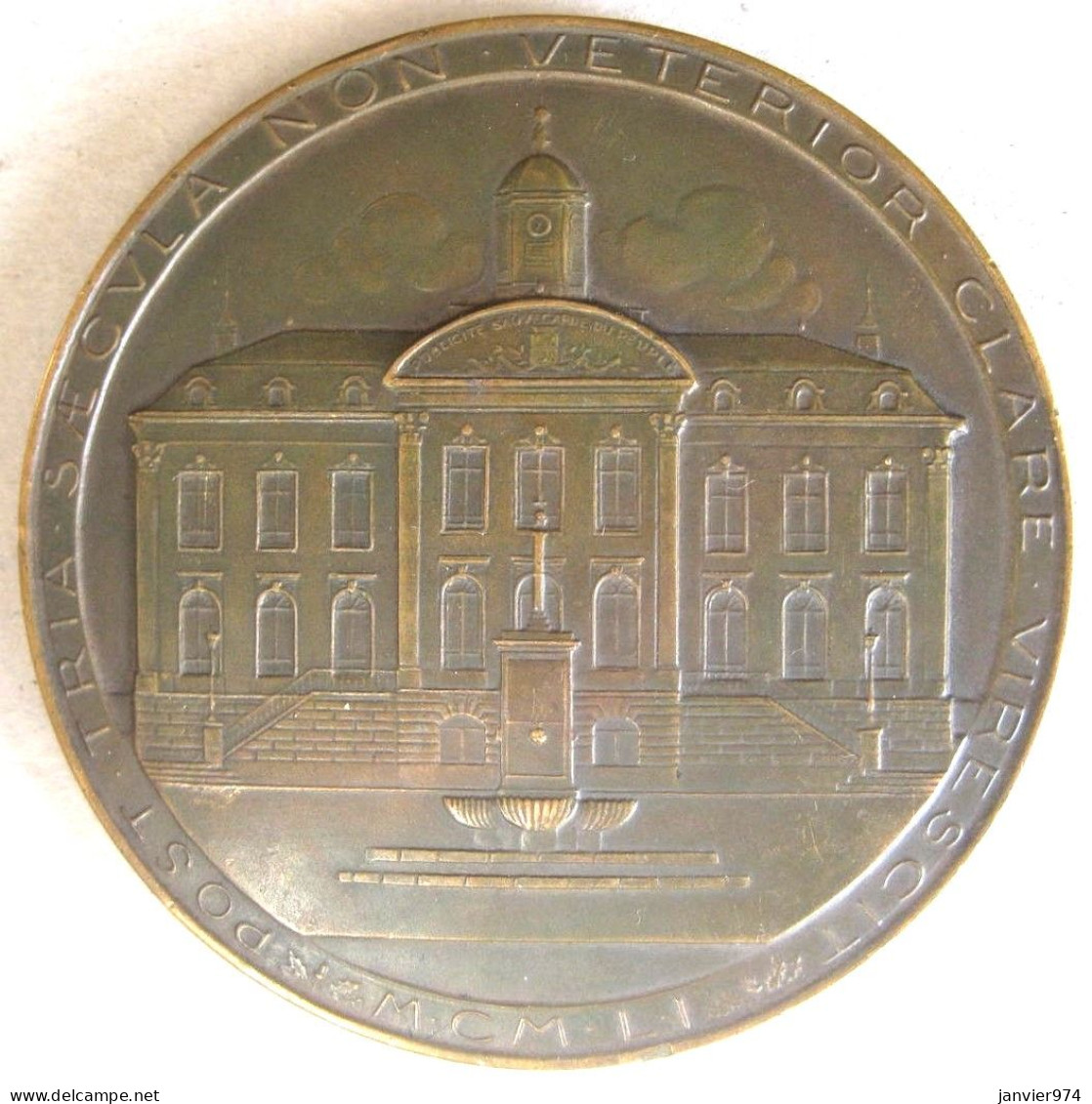 Médaille En Bronze Liège 1951. Hôtel De Ville De Verviers . Maximilien-Henri De Bavière , Par Bonnetain - Otros & Sin Clasificación