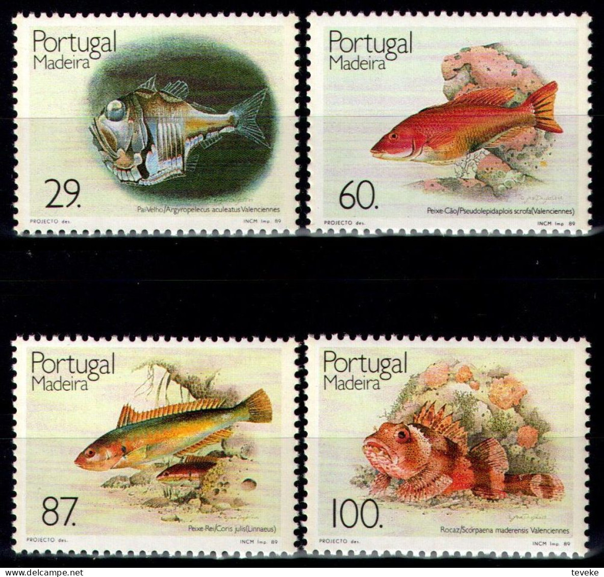 PORTUGAL/MADEIRA 1989 - Michel Nr. 129A/132A - MNH/** - Fish - Fauna - Madeira