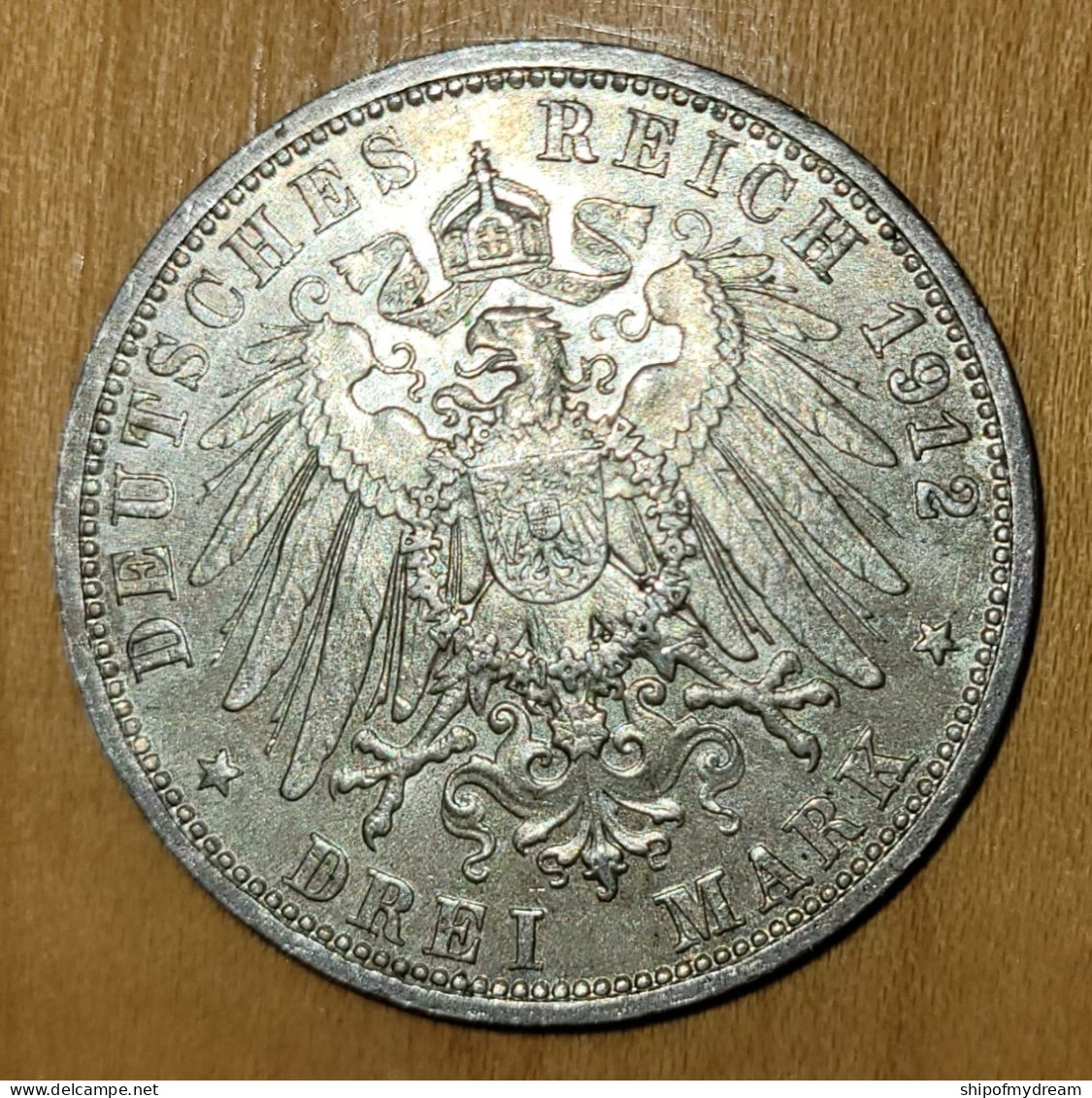 Germany, Wurttemberg Silver 3 Mark 1912. KM-635. High Grade. - 2, 3 & 5 Mark Silber