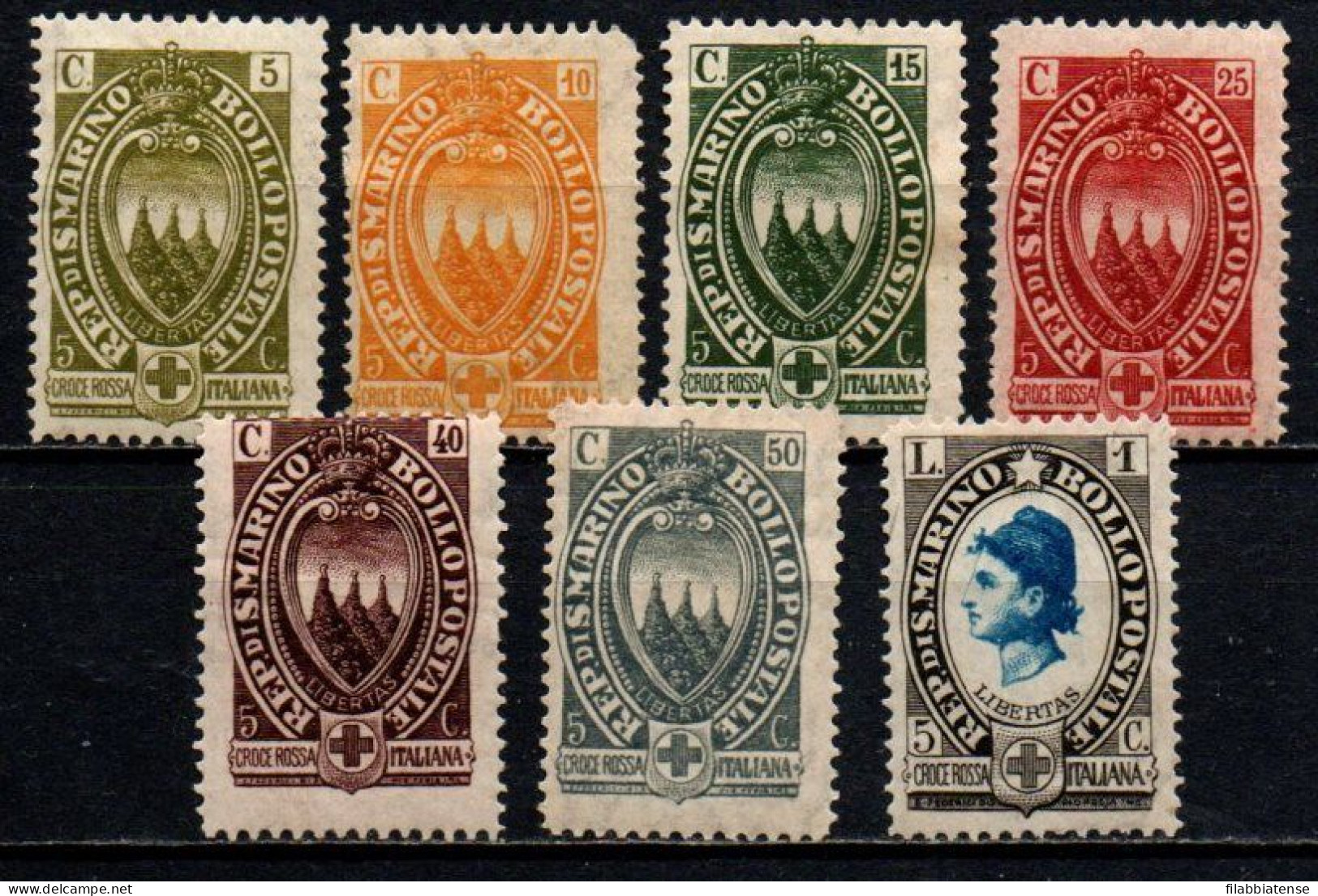 1923 - San Marino 90/96 Croce Rossa ++++++ - Unused Stamps