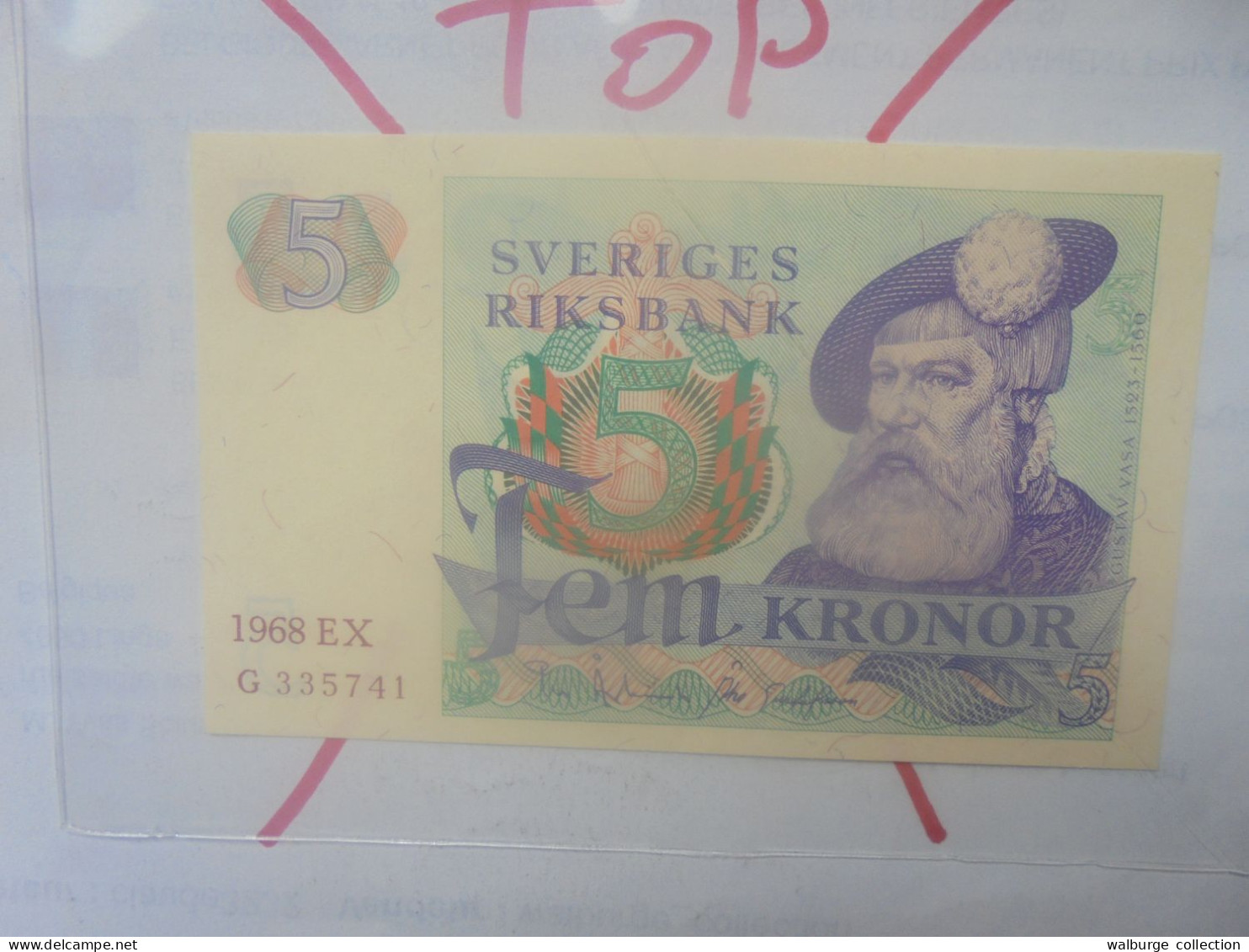 SUEDE 5 KRONOR 1968 EX Neuf (B.33) - Suède