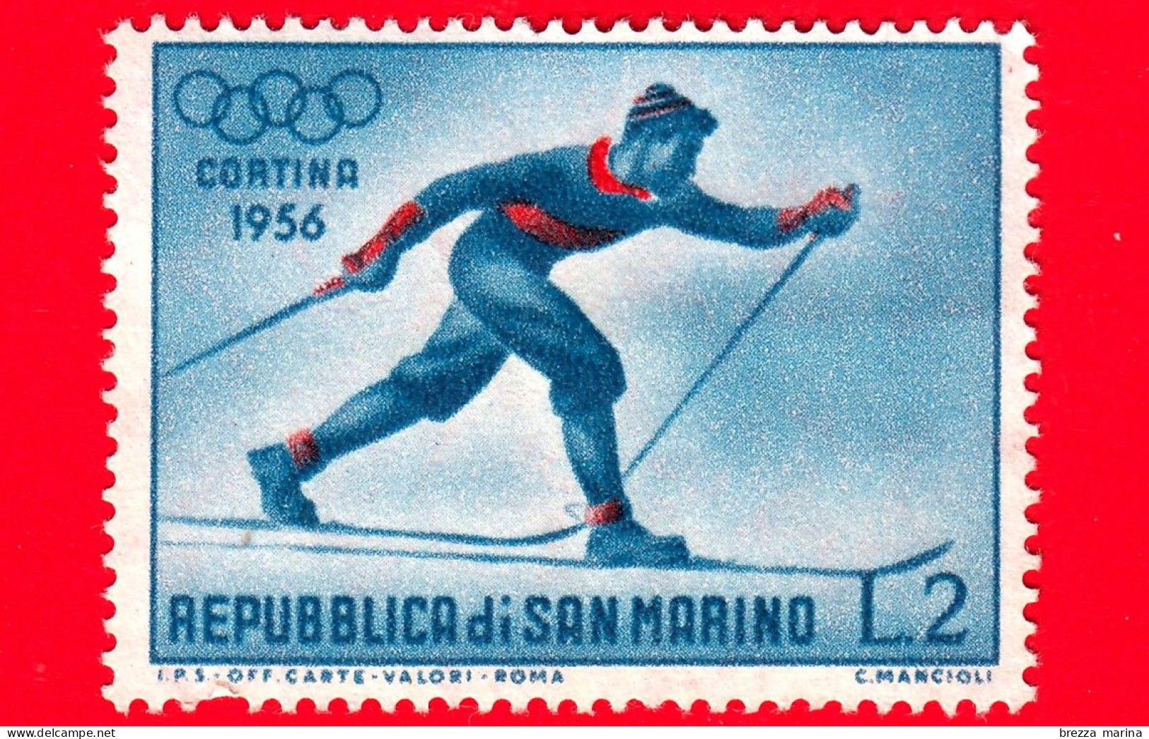 Nuovo - SAN MARINO - 1955 - VII Giochi Olimpici Invernali, A Cortina D'Ampezzo - 2 L. • Sci Di Fondo - Vedi .... - Nuevos