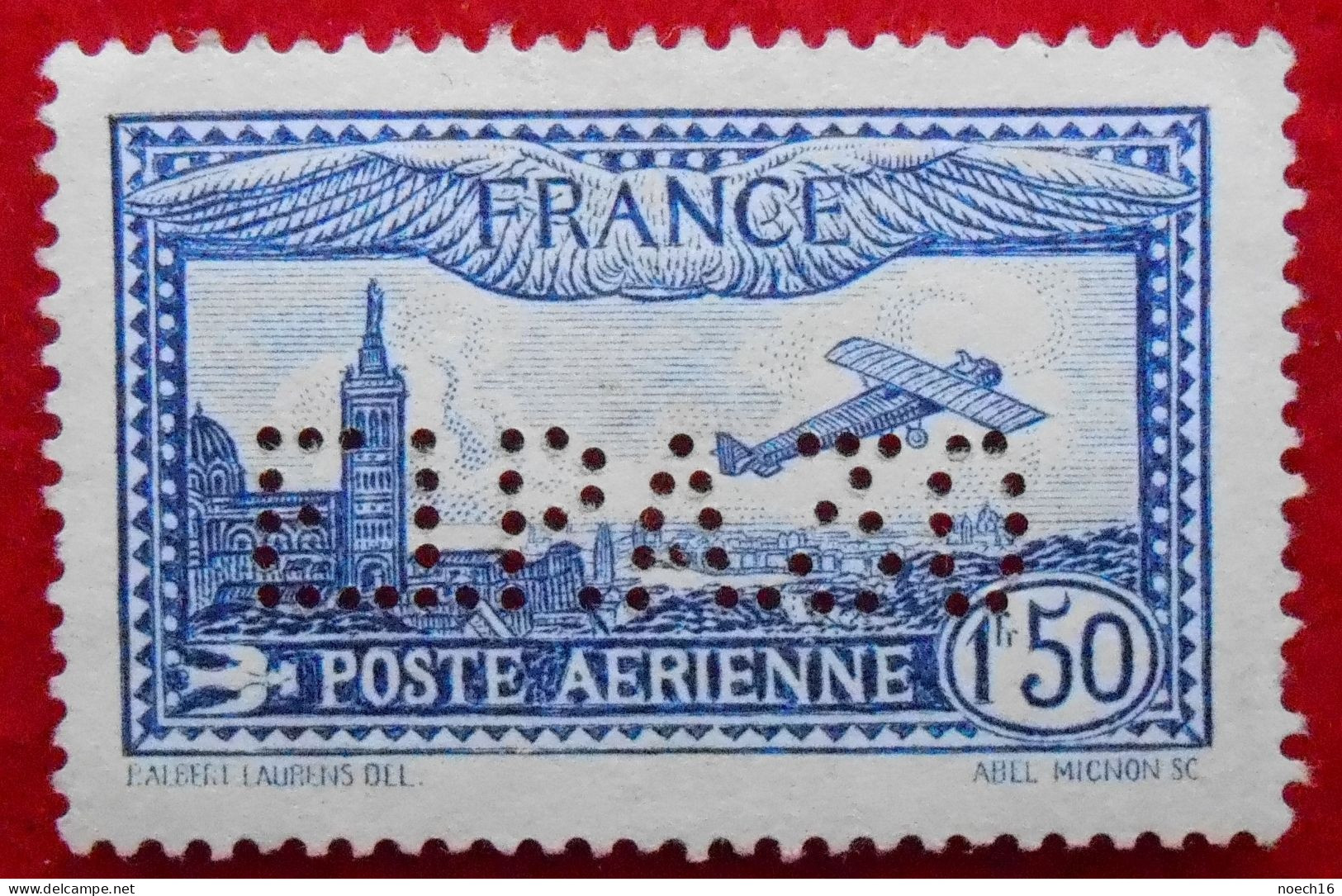 RARE Poste Aérienne Y&T 6c  1f 50 (+5f) Outremer Perforé EIPA30 (exposition De La Poste Aérienne à Paris En 1930) - 1927-1959 Mint/hinged