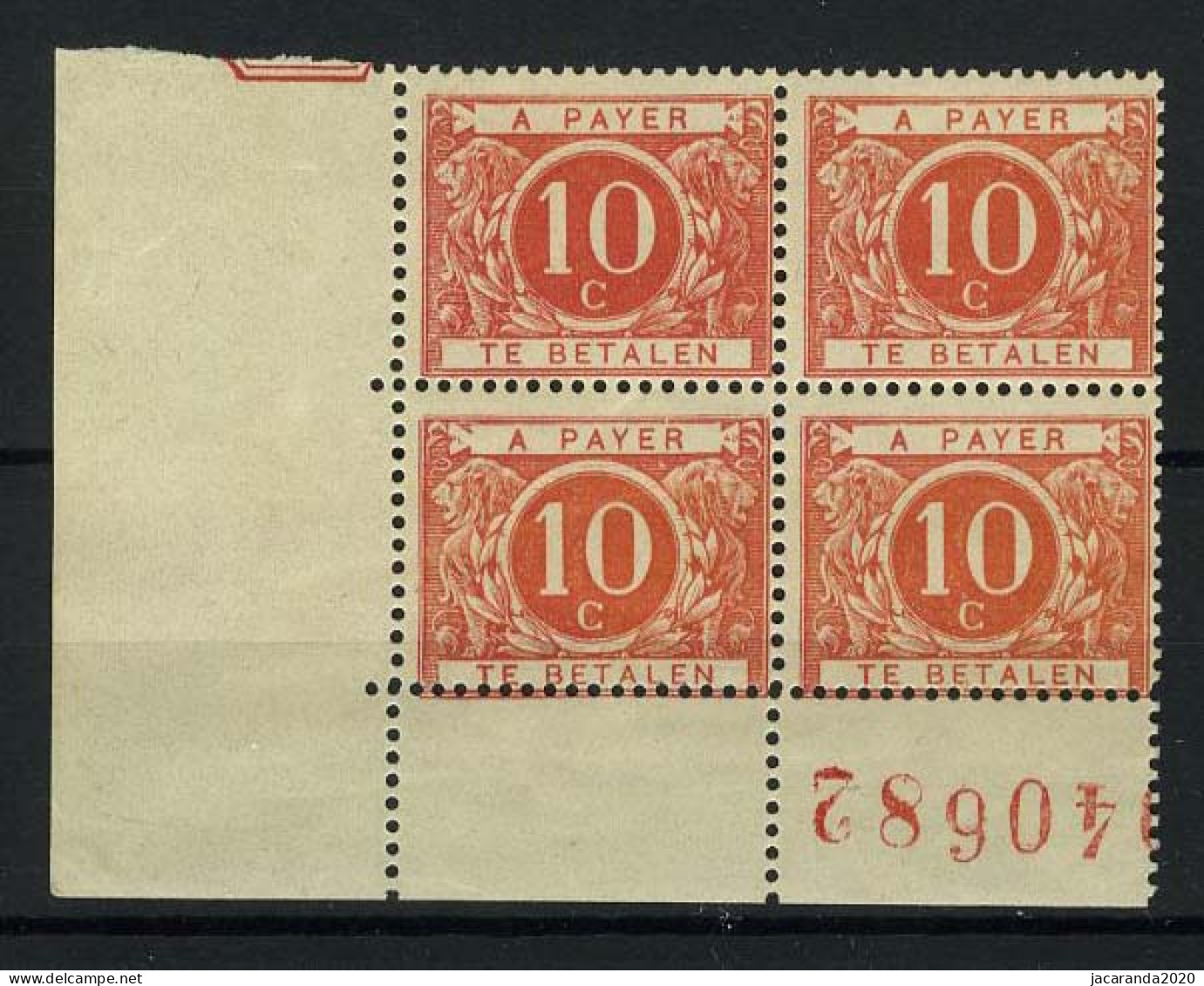 België TX5b ** - Zalmroze - Saumon - In Blok Van 4 - ZELDZAAM - (OBP: 1440.00€) - LUXE - SUPERBE - Timbres