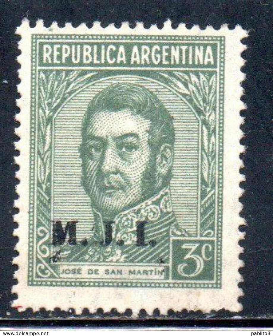 ARGENTINA 1935 1937 OFFICIAL DEPARTMENT STAMP OVERPRINTED M.J.I. MINISTRY OF JUSTICE AND ISTRUCTION MJI 3c MH - Dienstmarken