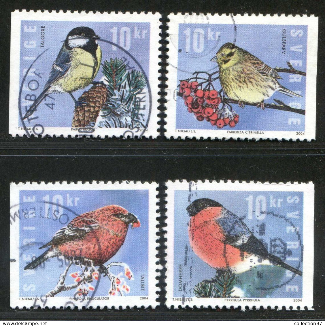 Réf 77 < SUEDE Année 2004 < Yvert N° 2416 à 2419 Ø Used < SWEDEN - Oiseaux - Oblitérés