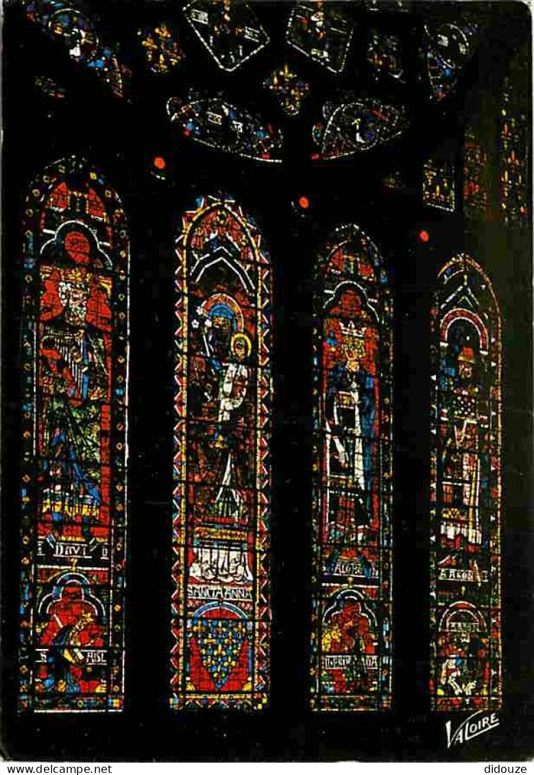 Art - Vitraux Religieux - Chartres - Cathédrale Notre-Dame - Détail De La Rose Nord - De Gauche à Droite, Le Roi David,  - Quadri, Vetrate E Statue