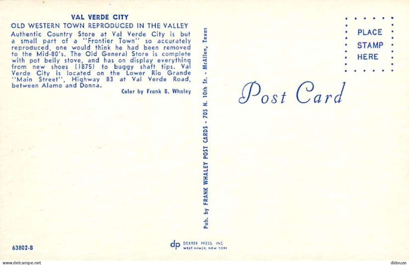 Etats Unis - Val Verde City - Old Western Town Reproduced In The Valley - Authentic Country Store - Etat Du Texas - Texa - Autres & Non Classés