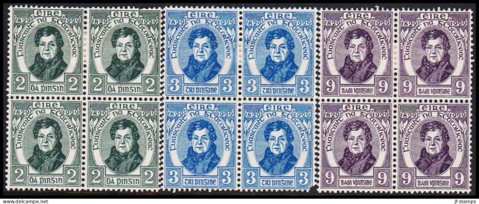 1929. EIRE.  Daniel O’Connell Complete Set In 4-blocks With 2 Stamps Never Hinged And 2 Sta... (Michel 52-54) - JF542272 - Nuevos