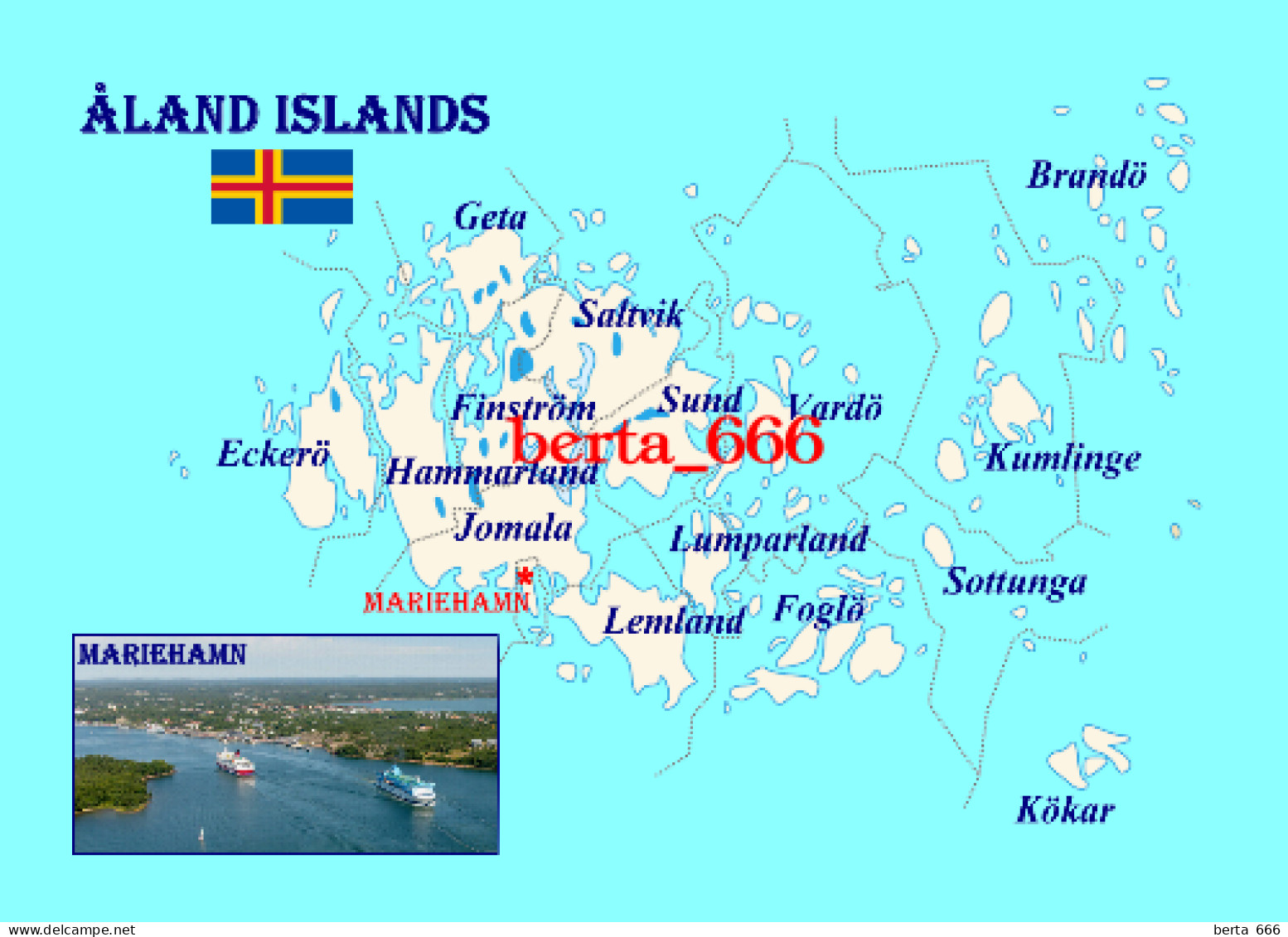 Aland Islands Map Finland New Postcard * Carte Geographique * Landkarte - Finlandia