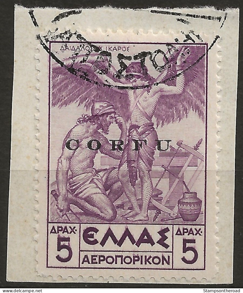 OICOPA5UFR-1941 Occup. Milit. Ital. CORFU'', Sass. Nr. P.A. 5, Francobollo Usato Per Posta Su Frammento °/ - Corfou