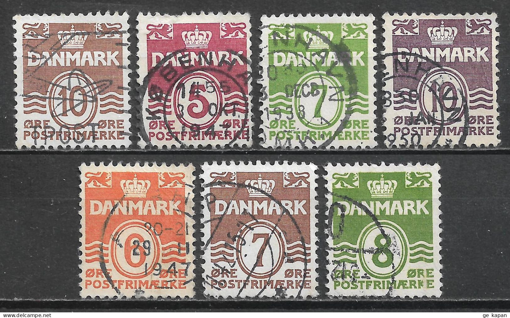 1937-1940 DENMARK Set Of 7 USED STAMPS (Michel # 233II,244x-246x,258-260) CV €2.30 - Oblitérés