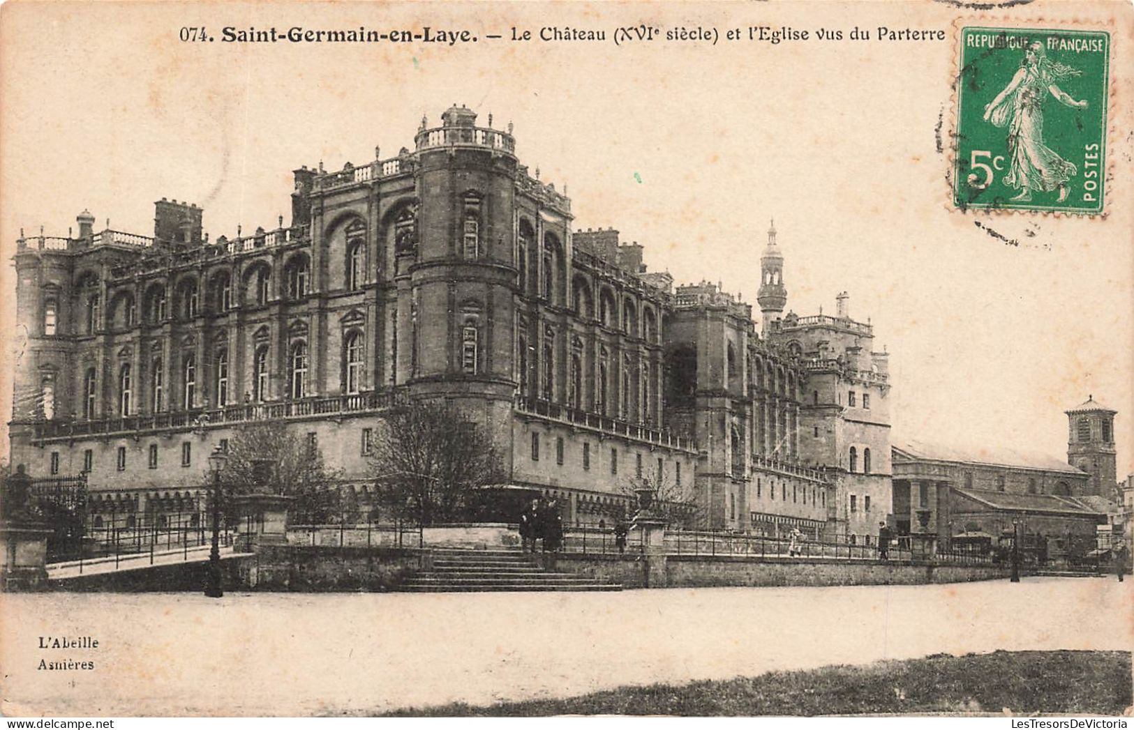 FRANCE - Saint Germain En Laye - Vue Sur Le Château (XVI E Siècle) Et L'église Vus De Parterre - Carte Postale Ancienne - St. Germain En Laye (castle)