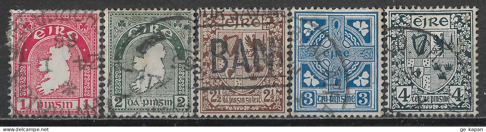 1940-1941 IRELAND SET OF 5 USED STAMPS (Michel # 72A,74A,75A,76AI,77A) CV €1.80 - Gebraucht