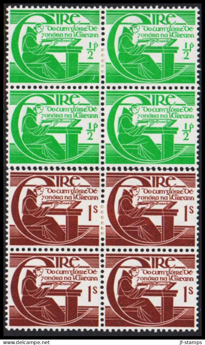 1944. EIRE.  Michael O’Clery Complete Set In 4-blocks With 2 Stamps Never Hinged And 2 Stam... (Michel 93-94) - JF542270 - Ongebruikt