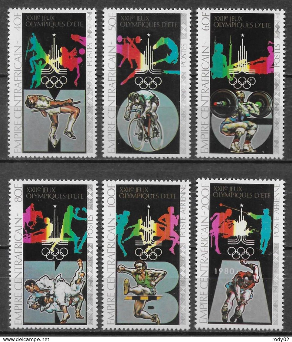 CENTRAFRIQUE - JEUX OLYMPIQUES DE MOSCOU EN 1980 - N° 383 A 386, PA 204 A 205 ET BF 34 - NEUF** MNH - Ete 1980: Moscou