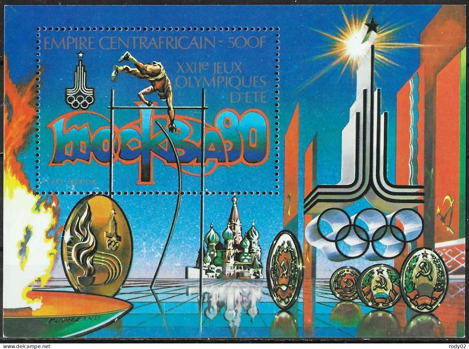 CENTRAFRIQUE - JEUX OLYMPIQUES DE MOSCOU EN 1980 - N° 383 A 386, PA 204 A 205 ET BF 34 - NEUF** MNH - Summer 1980: Moscow