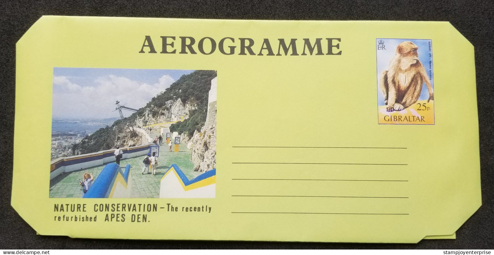 Gibraltar Nature Conservation APES Monkey Wildlife (aerogramme) MNH - Gibraltar