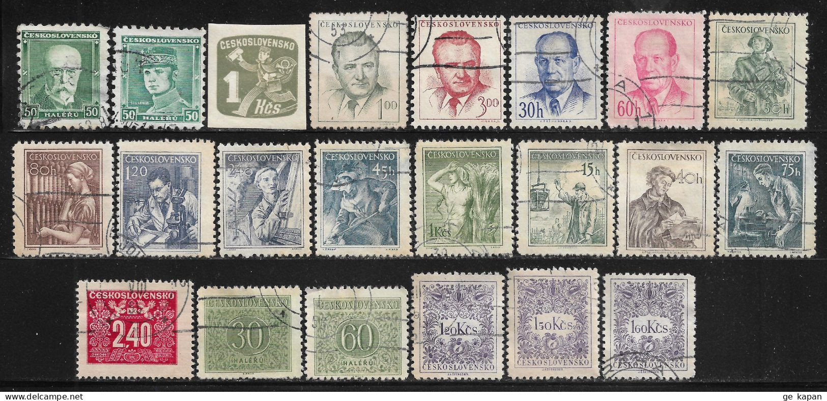 1930-55 Czechoslovakia 22 USED STAMPS (Mi.#295A,338,488,740,798,816,817,859-862,849,850,873-875,PDue75,81A,883A,86A-88A) - Gebraucht