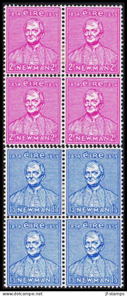 1954. EIRE. John Henry Newman Complete Set In 4-blocks With 2 Stamps Never Hinged And 2 S... (Michel 122-123) - JF542258 - Unused Stamps