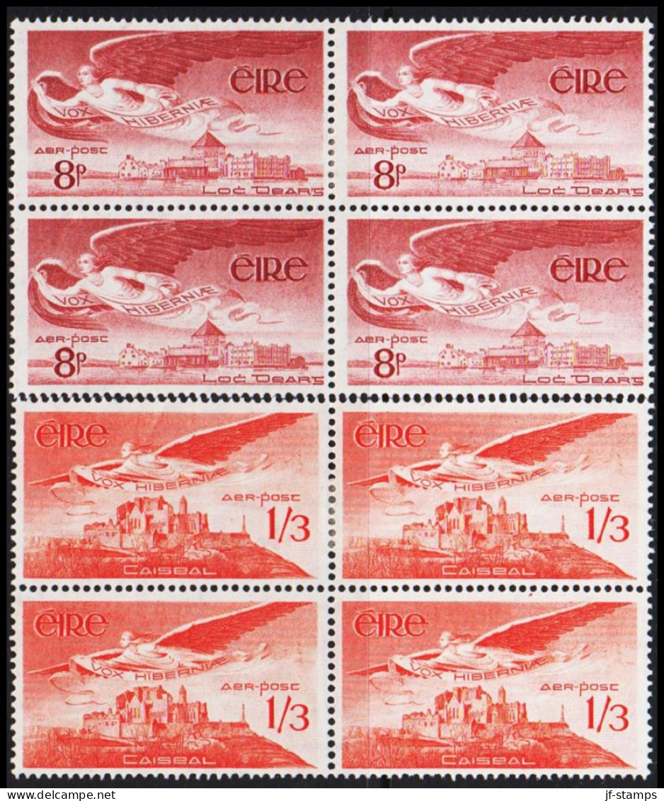 1954. EIRE. VOX HIBERNIÆ AER-POST AIR MAIL Complete Set In 4-blocks With 2 Stamps Never H... (Michel 124-125) - JF542260 - Nuevos