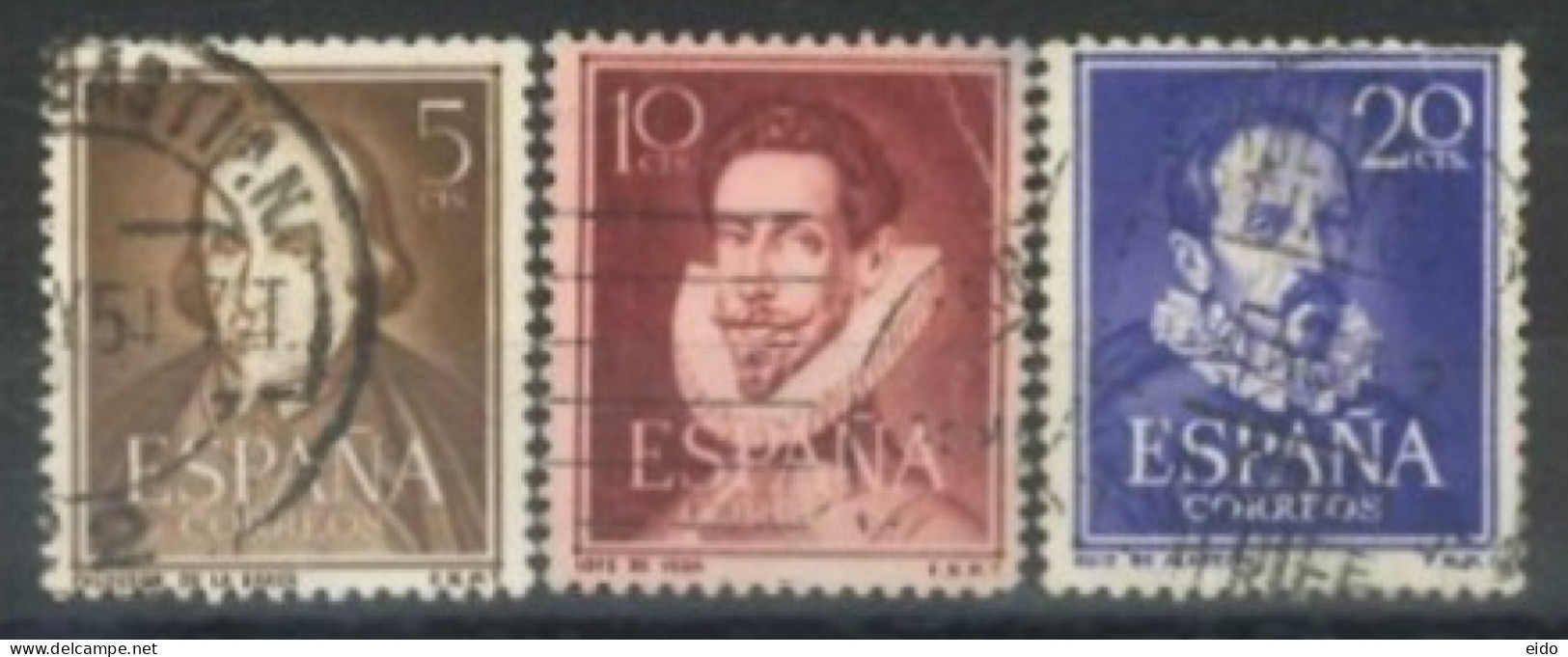 SPAIN,  1951/53, PERSONALITIES STAMPS SET OF 3, # 772/74,USED. - Used Stamps