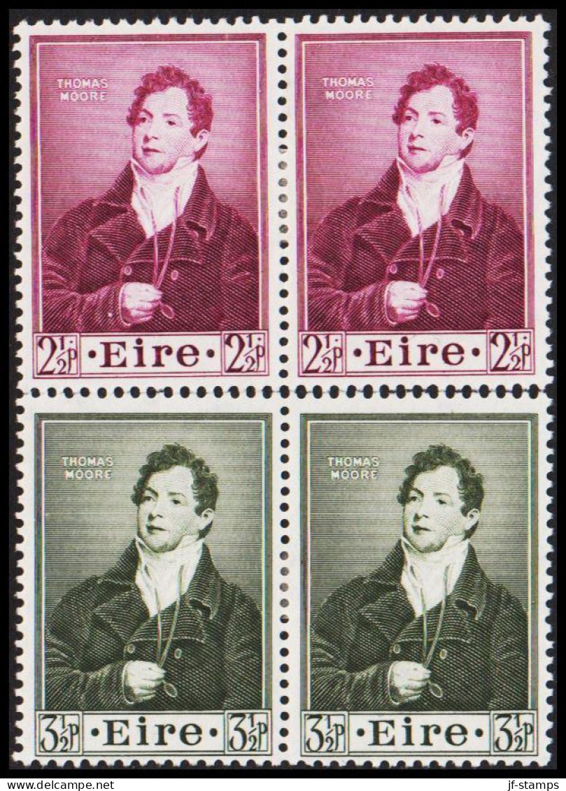 1952. EIRE. Thomas Moore Complete Set In Pair Hinged. 2½ P Thin.  (Michel 114-115) - JF542269 - Unused Stamps