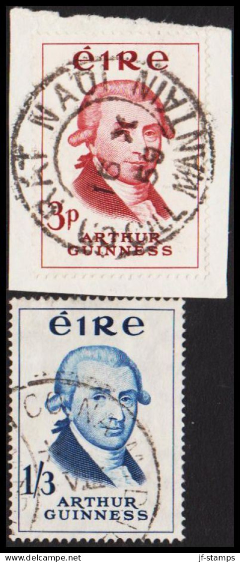 1959. EIRE.  Arthur Guinness Complete Set. 3 P On Small Piece With LUXUS Cancel.  (Michel 142-143) - JF544538 - Gebraucht