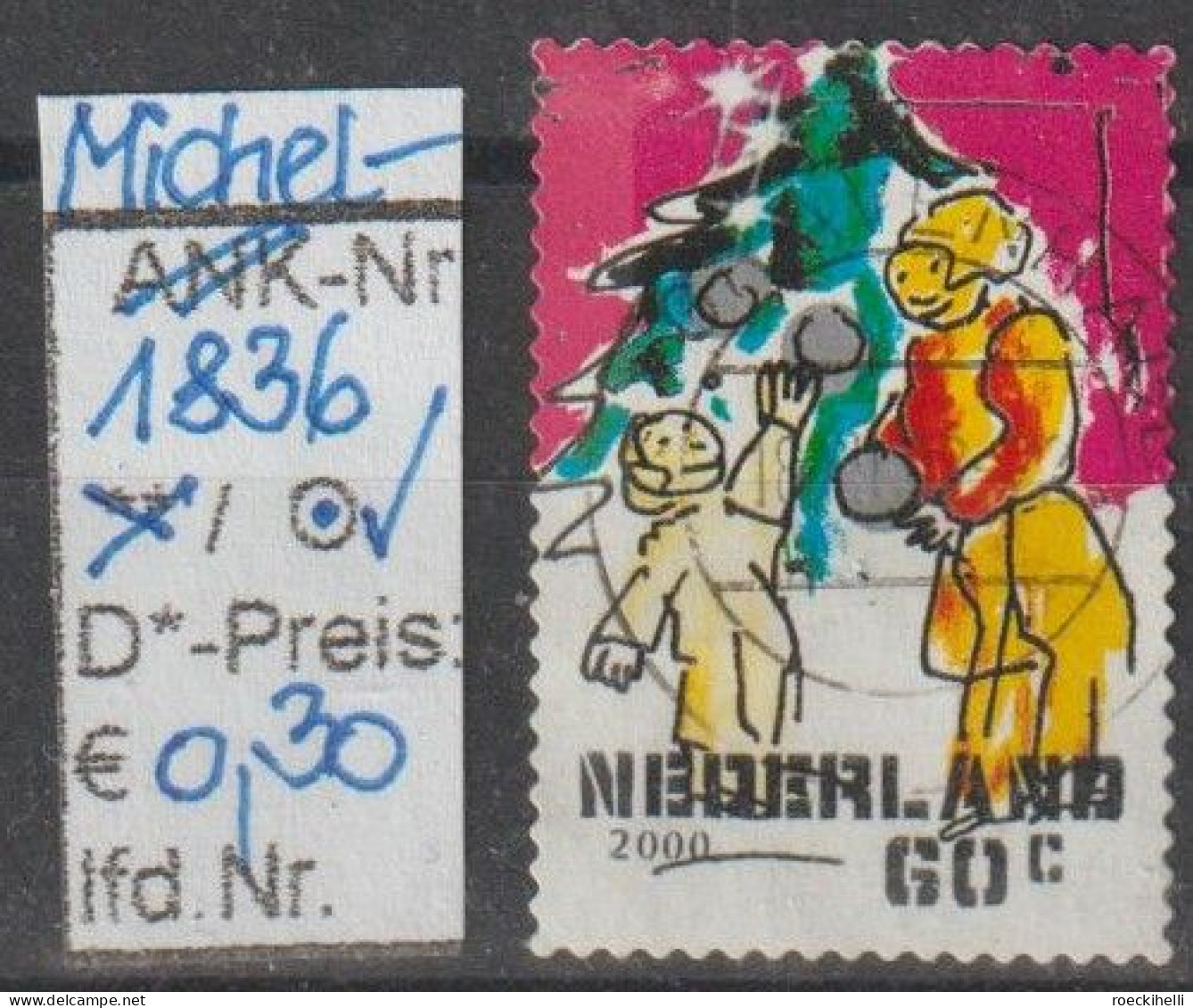 2000 - NIEDERLANDE - FM/DM "Dez.marken-Schneeballschlacht" 60 C Mehrf. - S. Scan  (1836o Nl) - Gebraucht