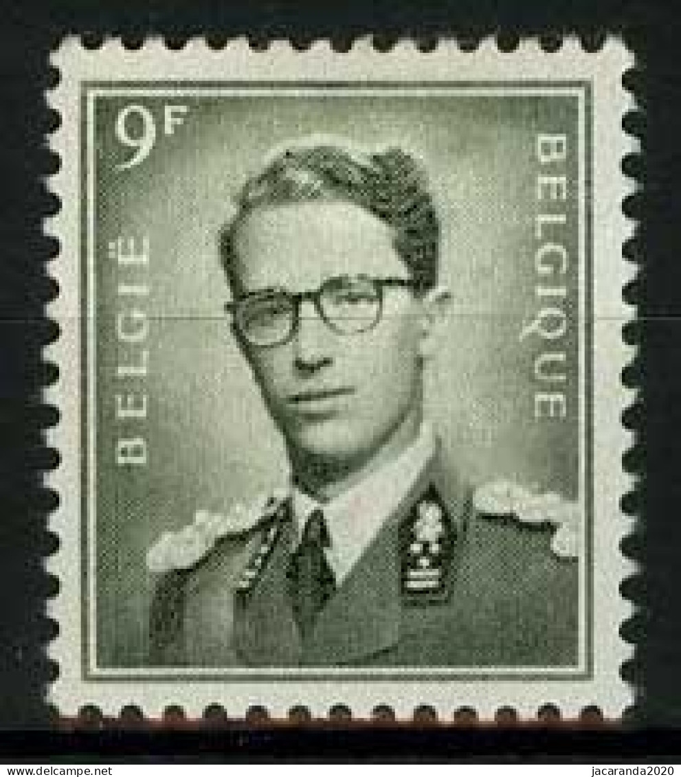 België 1073 * - Koning Boudewijn - Roi Baudouin - Type Marchand - 9F Groengrijs - 1953-1972 Bril