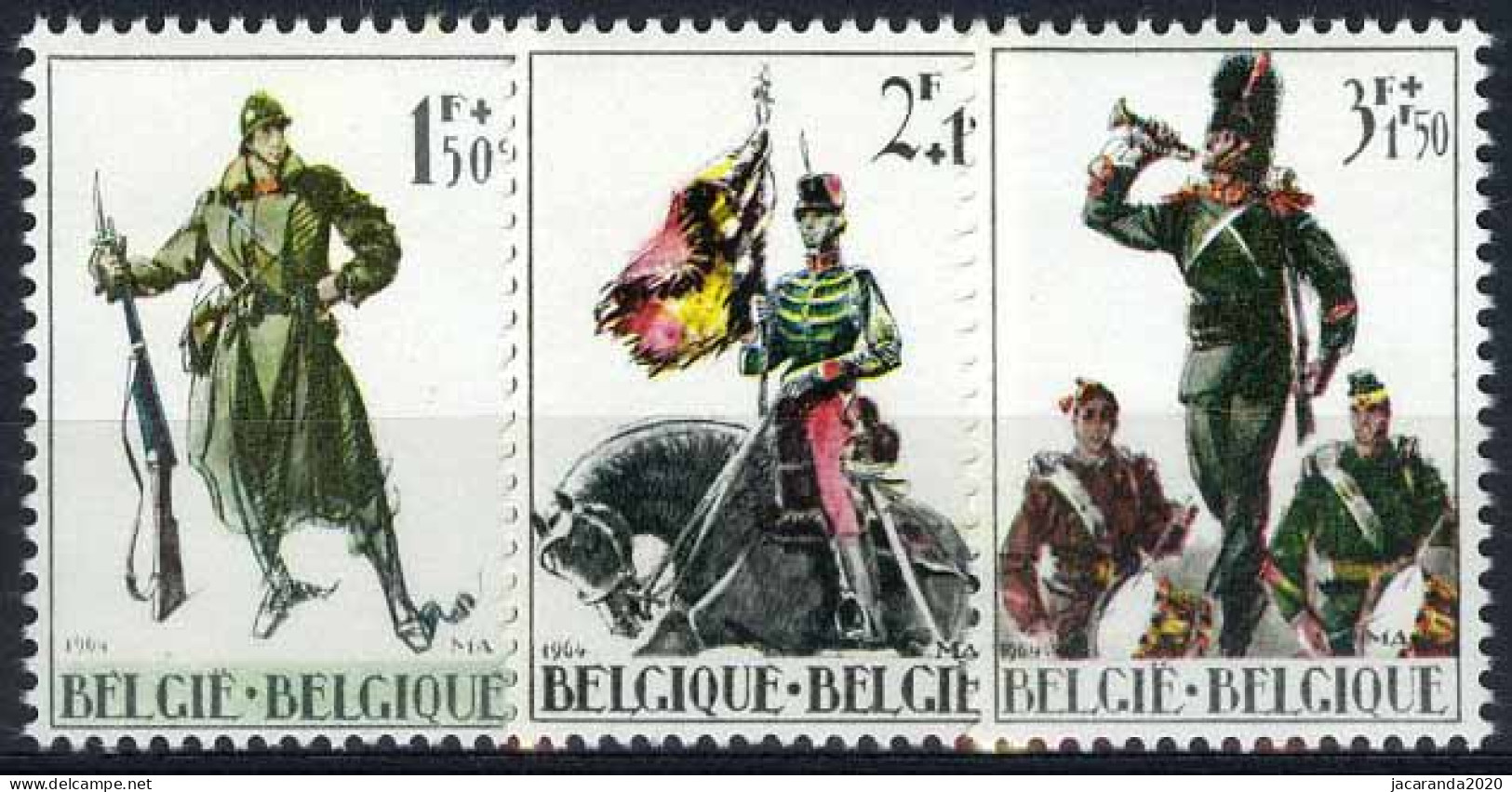België 1293/95 - Vaderlandslievende Werken - Infanterist - Vaandeldrager - Grenadiers - Fantassin - Nuevos