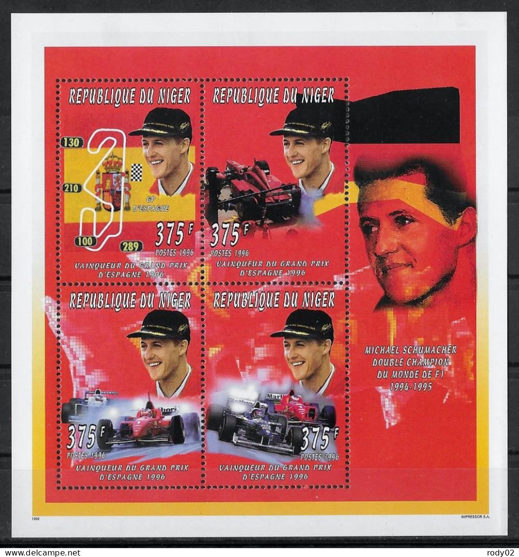 NIGER - FORMULE 1 - MICHAEL SCHUMACHER - N° 890 A 893 - NEUF** MNH - Cars