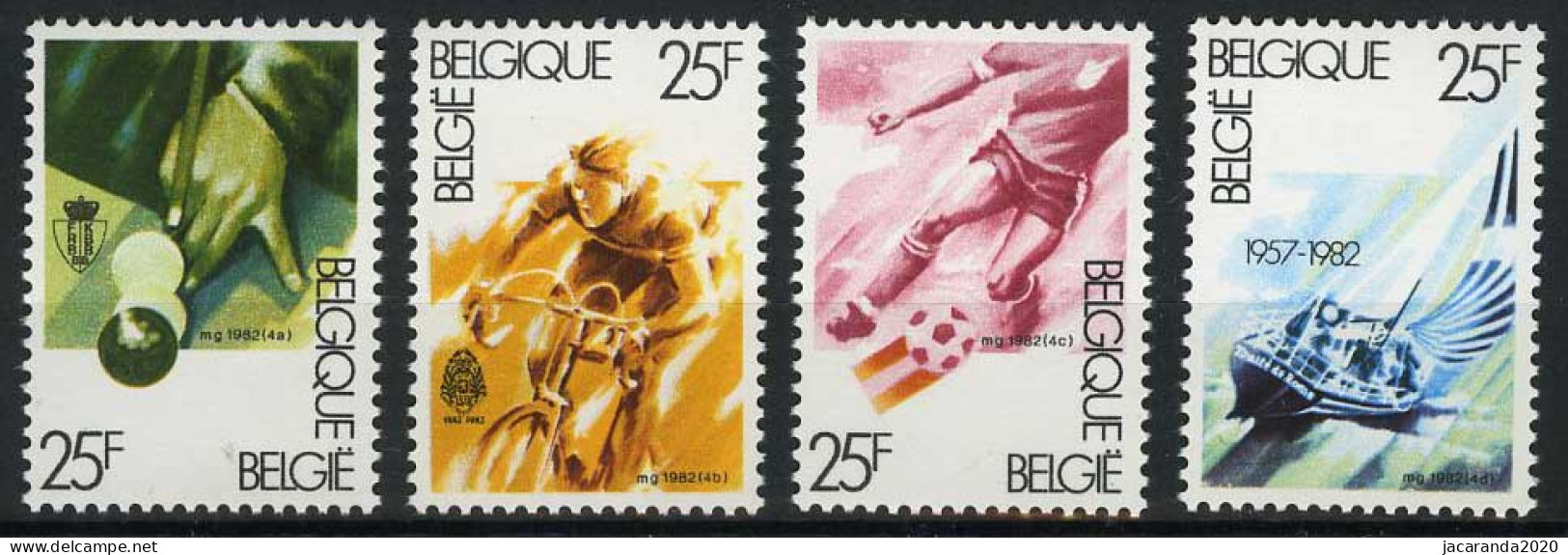 België 2043/46 - Sport - Biljarten - Wielrennen - Voetbal - Zeilschip - Billard - Cyclisme - Football - Voilier - Unused Stamps