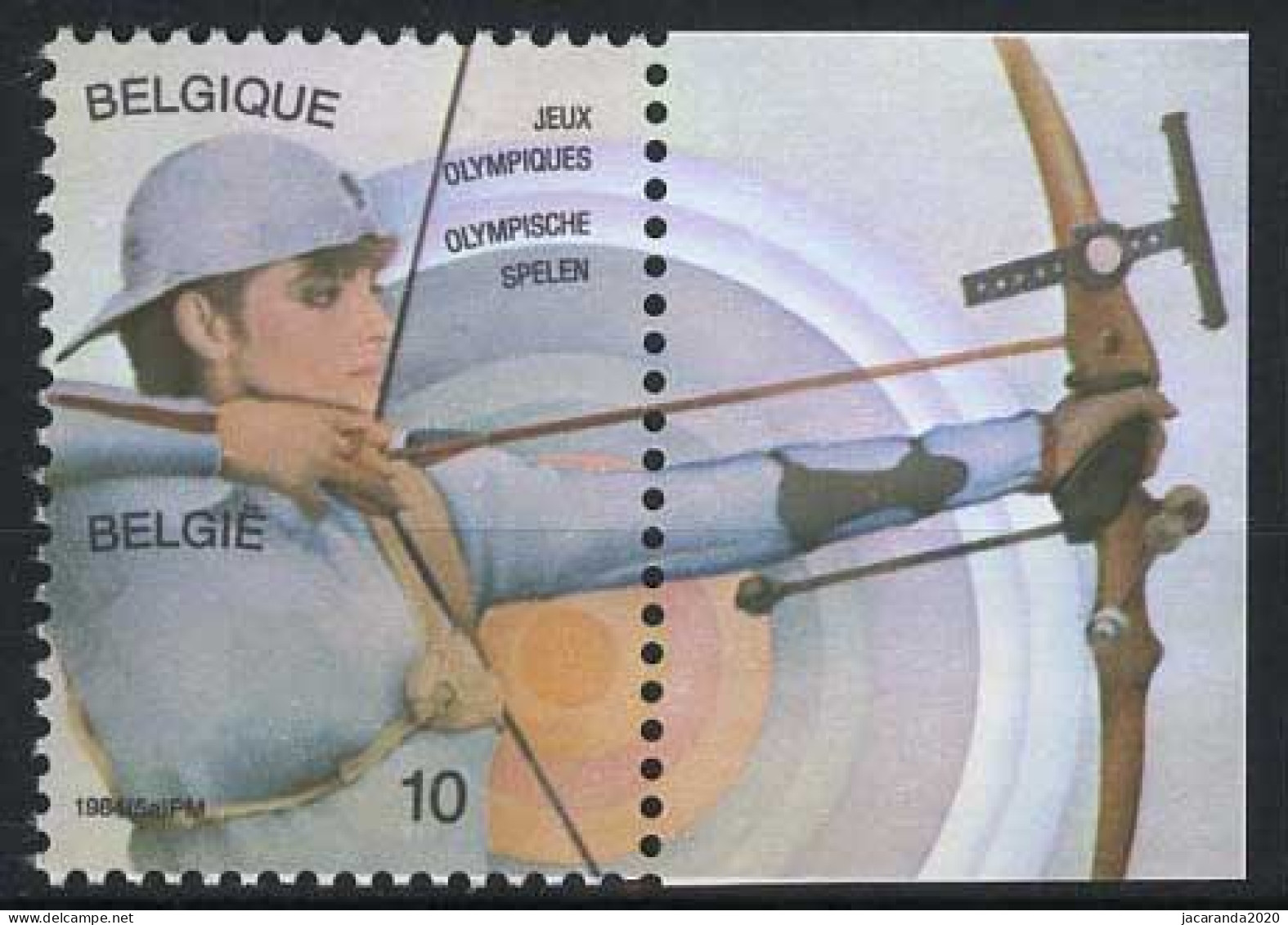 België 2121- Sport - Olympische Spelen In Los Angeles 1984 - Jeux Olympiques - Boogschieten - Tir à L'arc - Uit BL60 - Ongebruikt