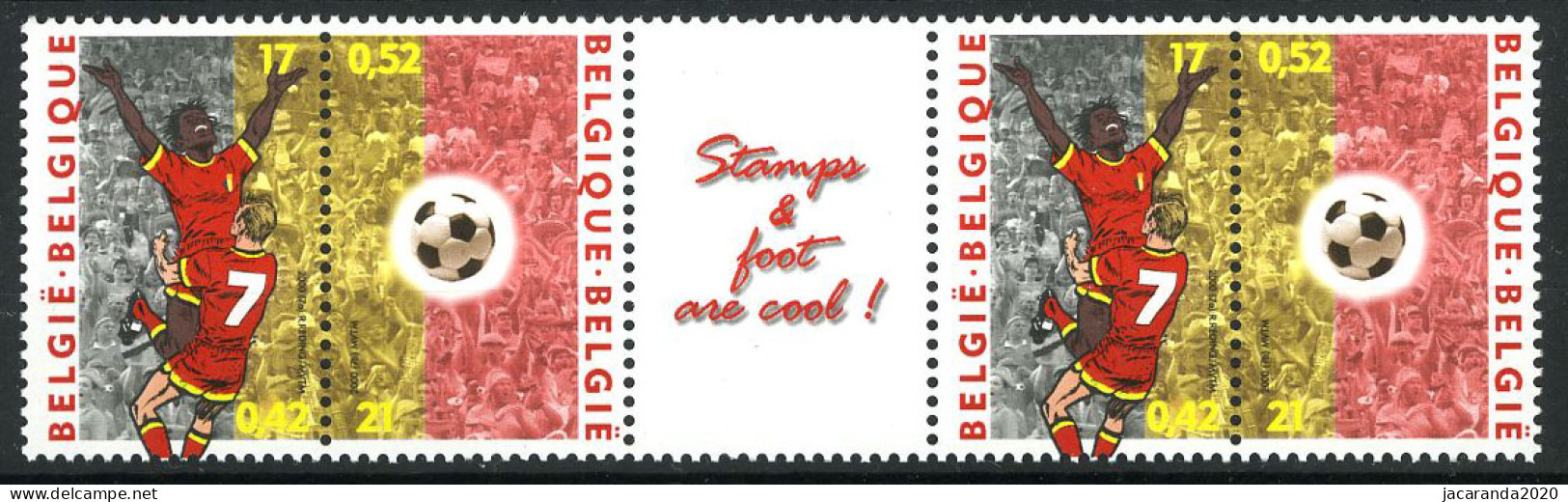 België 2892D - Gem. Uitgifte Met Nederland - Sport - Europees Kampioenschap Voetbal - Football - Volledige Strook - Unused Stamps