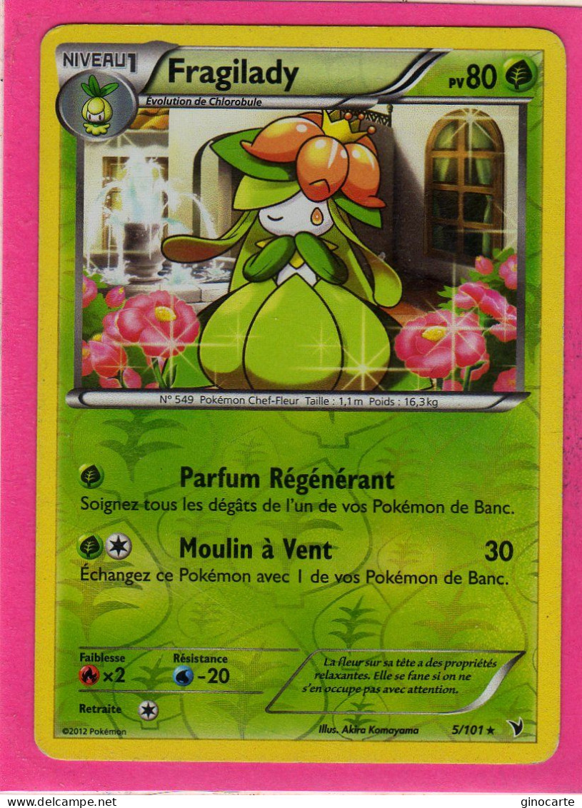 Carte Pokemon Francaise 2012 Noir Et Blanc Nobles Victoires 5/101 Fragilady 80pv Reverse Occasion - Noir & Blanc