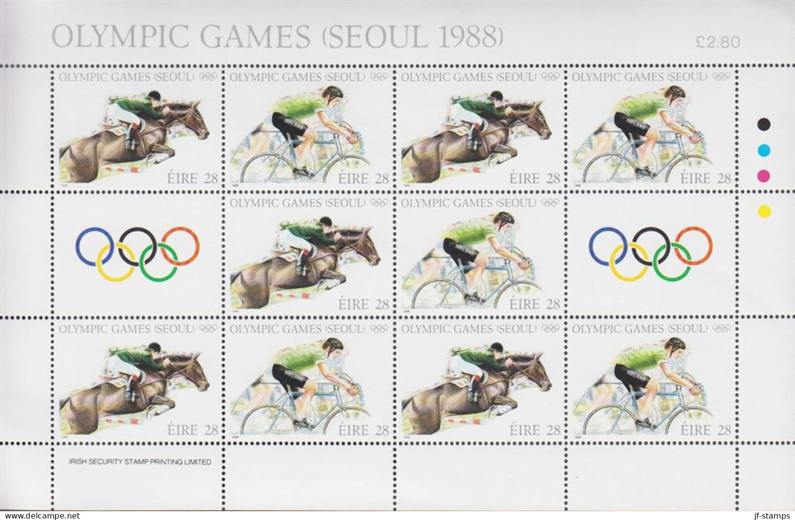 1988. EIRE.  OLYMPIC GAMES SOUL Sheet With 10 Stamps + 2 Vignette Never Hinged.  - JF520328 - Neufs