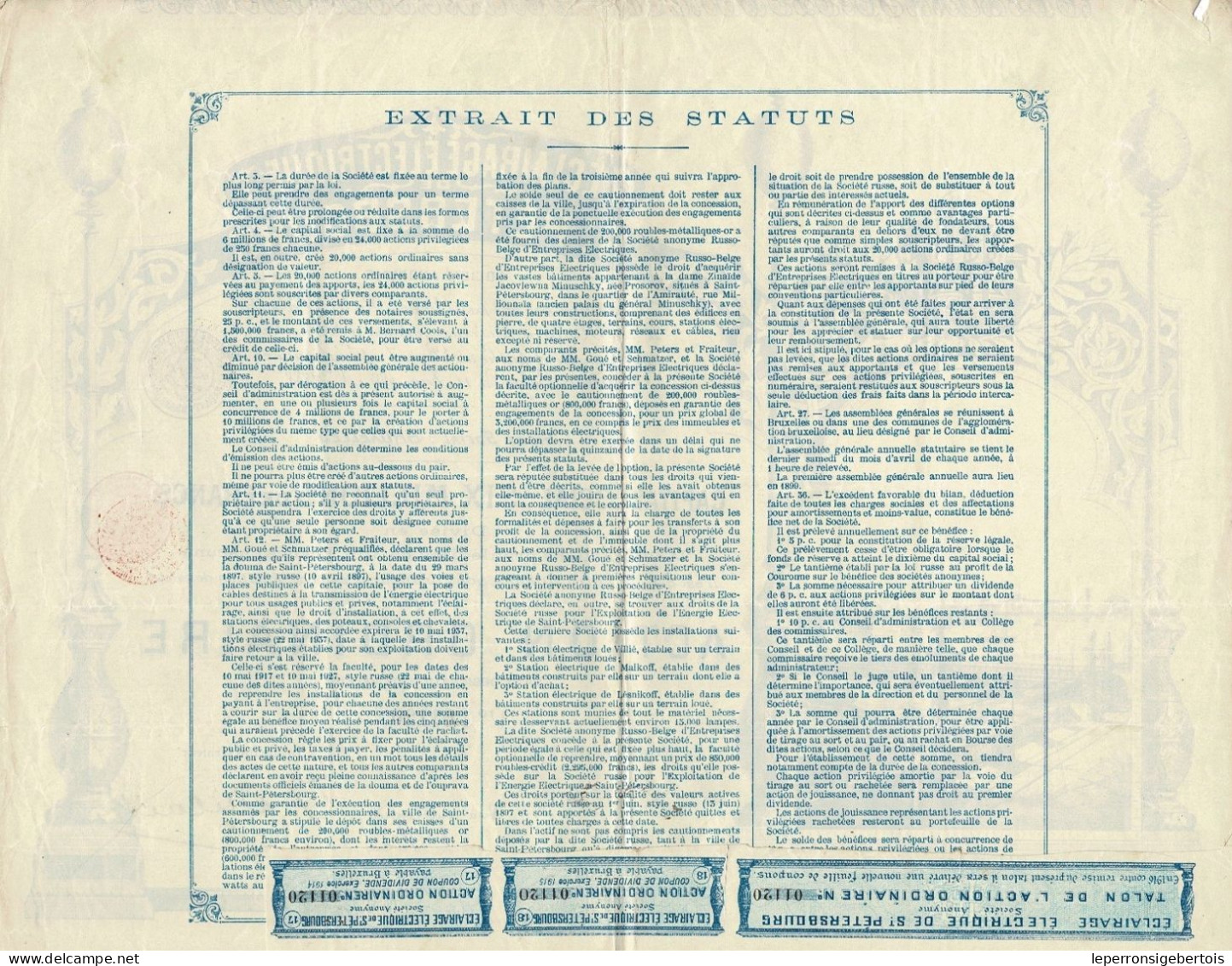 - Titre De 1897 - Eclairage Electrique De Saint-Pétersbourg - Déco - Russland