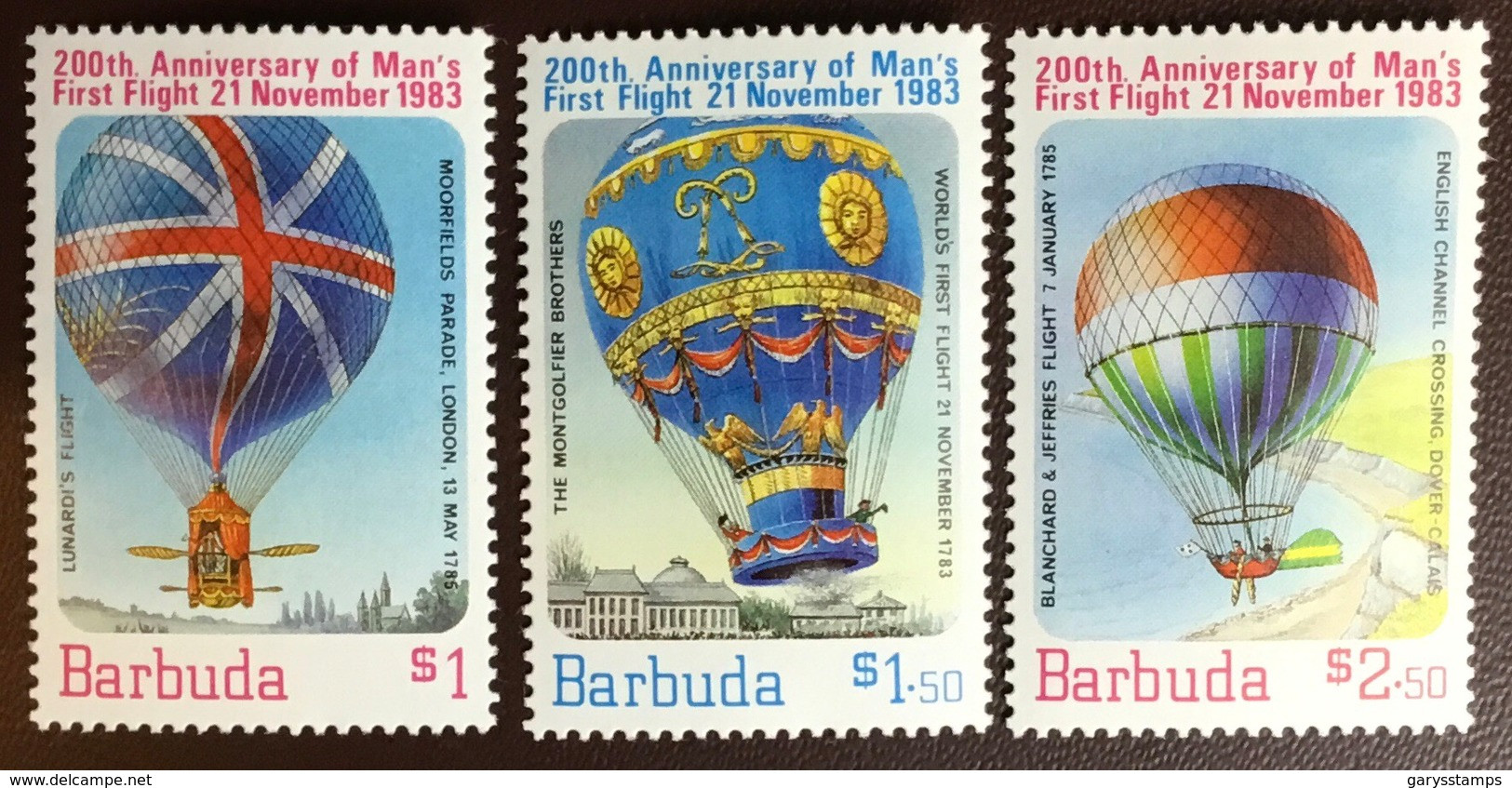 Barbuda 1983 Manned Flight Anniversary 1st Series Balloons MNH - Antigua And Barbuda (1981-...)