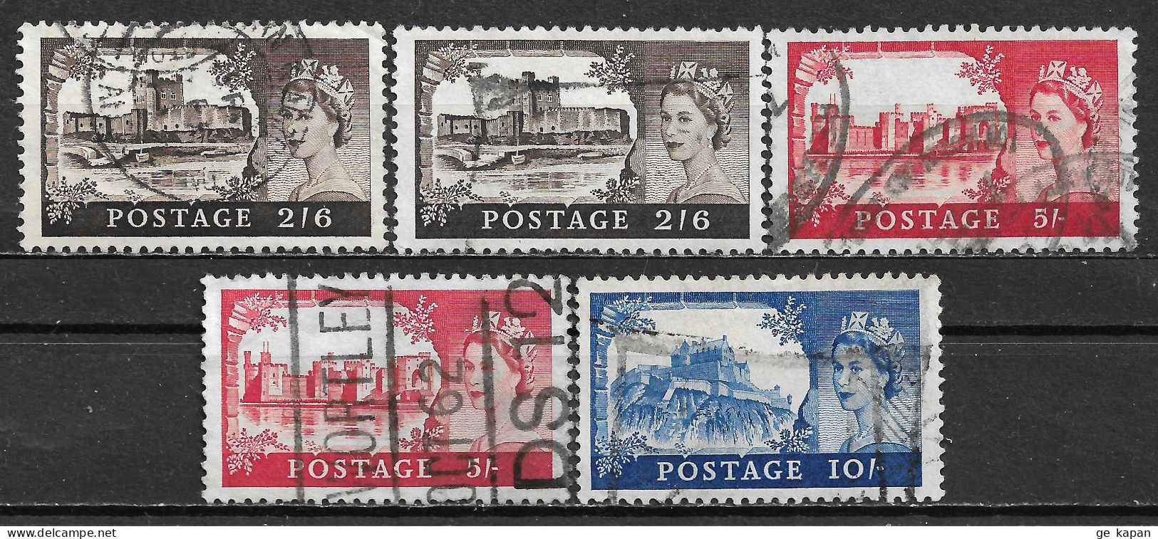 1959 GREAT BRITAIN SET OF 5 USED STAMPS (Scott # 371-373)  SCV $7.35 - Used Stamps