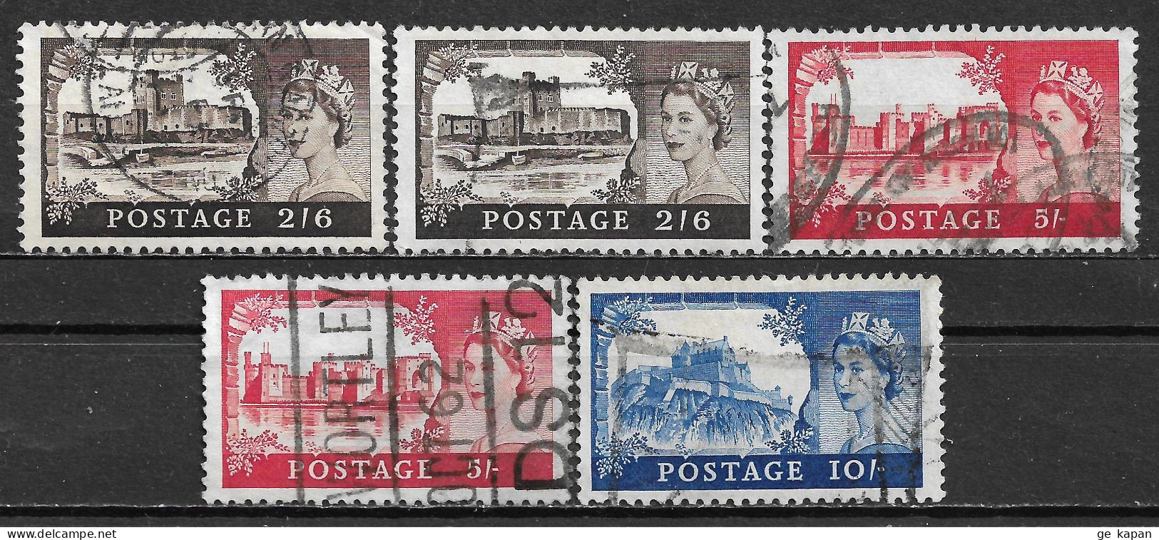 1959 GREAT BRITAIN SET OF 5 USED STAMPS (Scott # 371-373)  SCV $7.35 - Usados