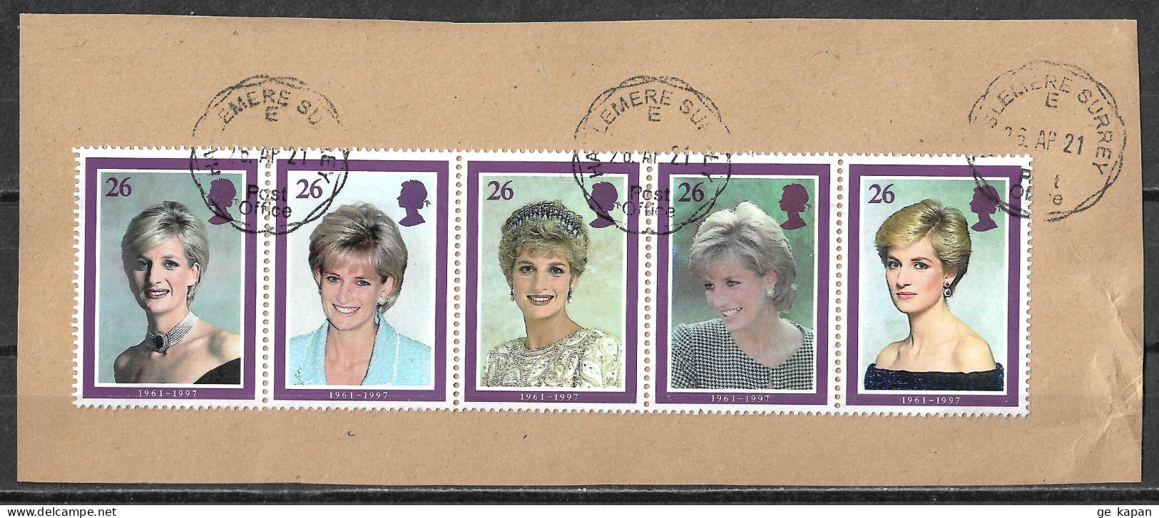 1998 GREAT BRITAIN Strip Of 5 Used Stamps On Piece (Scott # 1791-1795) CV $4.75 - Oblitérés