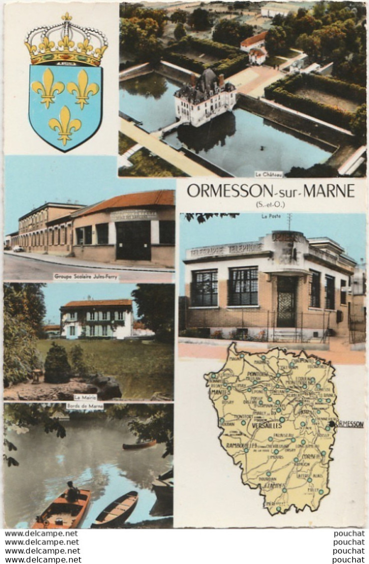 94) ORMESSON SUR MARNE - GROUPE SCOLAIRE JULES FERRY - LA MAIRIE - BORDS DE MARNE - CHATEAU - LA POSTE  - ( 2 SCANS ) - Ormesson Sur Marne