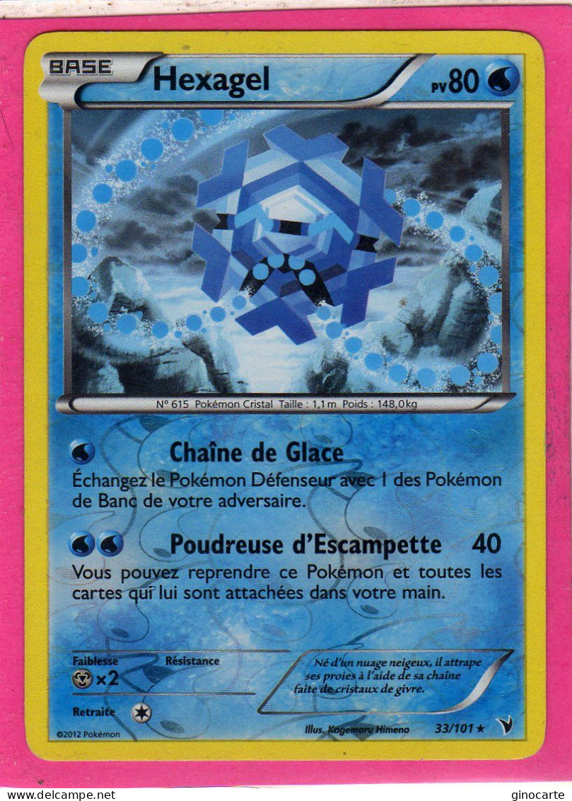 Carte Pokemon Francaise 2012 Noir Et Blanc Nobles Victoires 33/101 Hexagel 80pv Reverse Bon Etat - Black & White