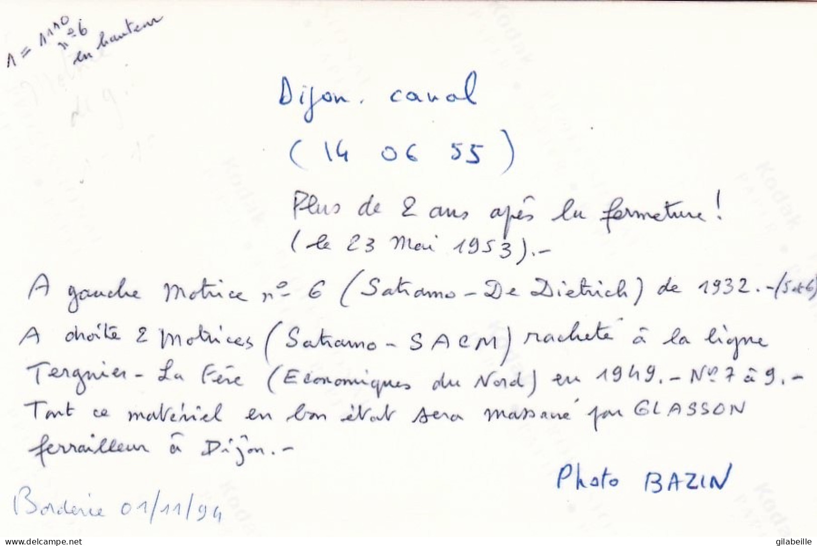 Photo - DIJON CANAL - Mai 1953 - Depot Plus De 2 Ans Apres La Fermeture - Retirage - Ohne Zuordnung