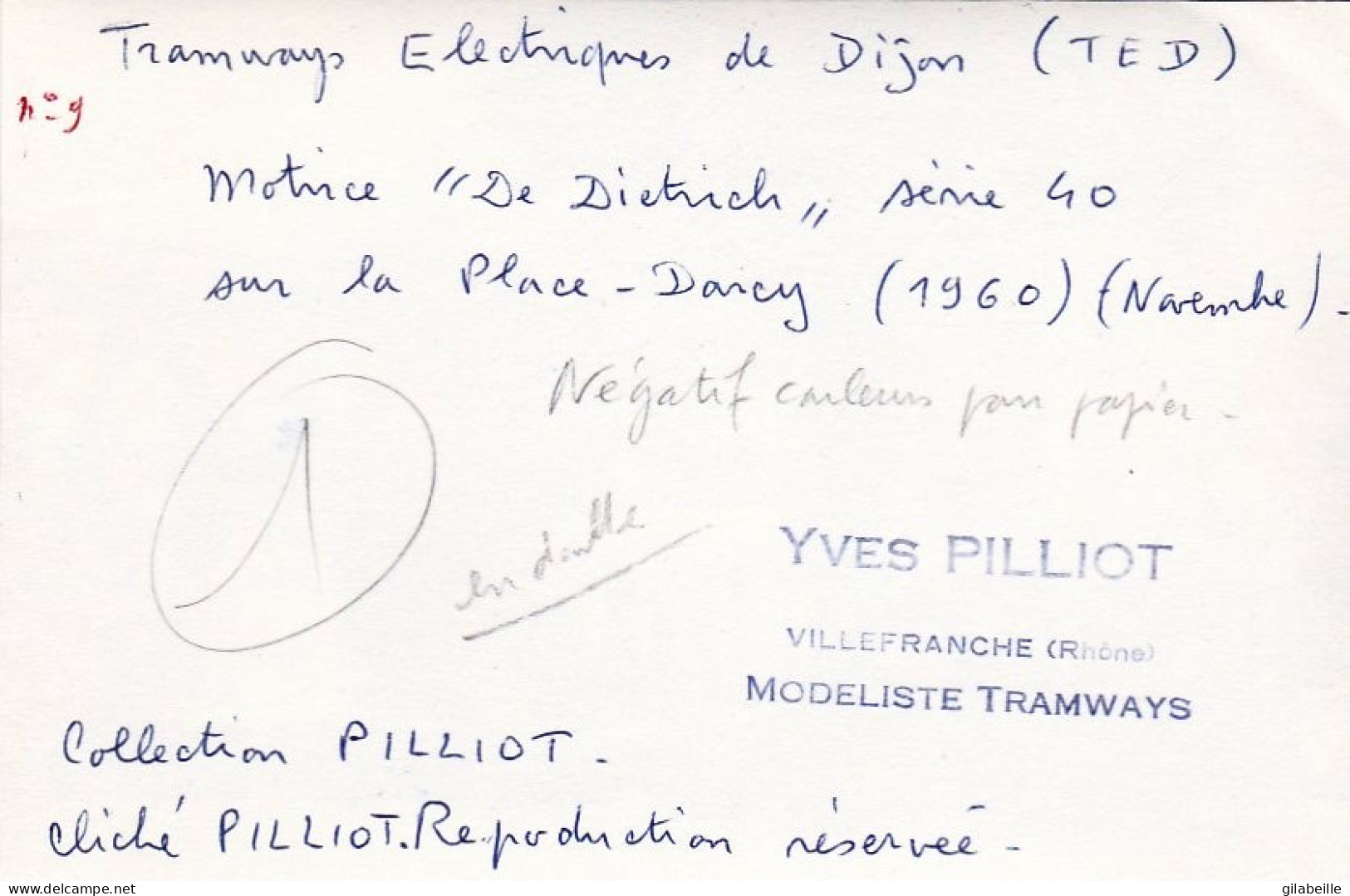 Photo - Tramway Electrique De DIJON - 1960  - Motrice "DeDietrich" Sur La Place Darcy - Retirage - Non Classés