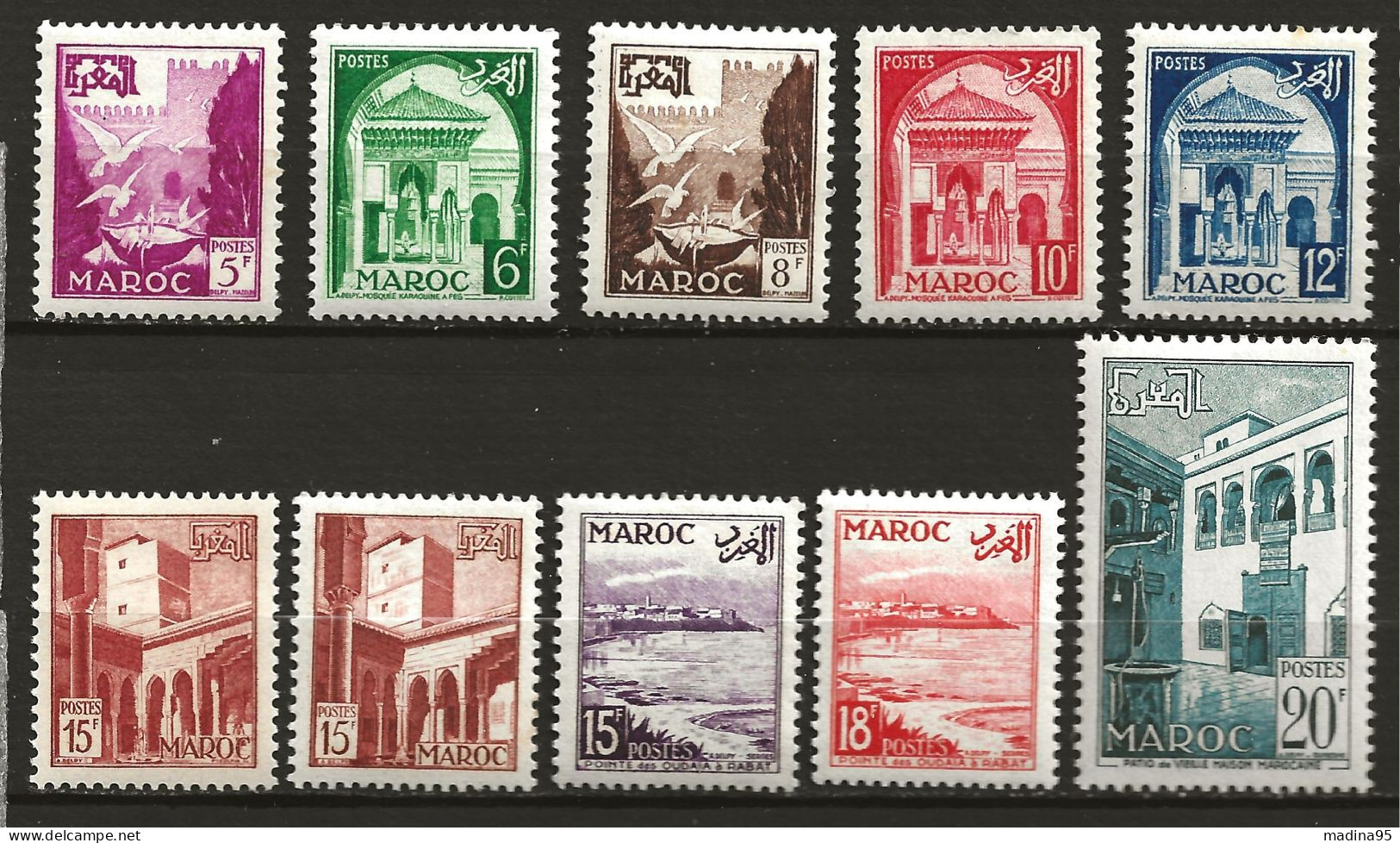 MAROC Colo:, **, N° YT 306 à 314, Série, TB - Unused Stamps
