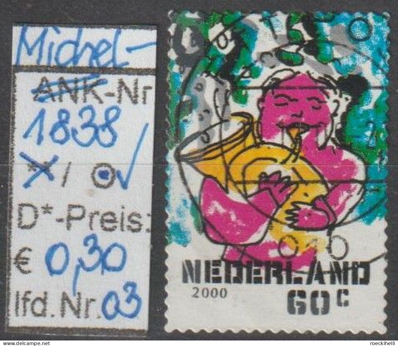 2000 - NIEDERLANDE - FM/DM "Dez.marken-Tubabläser" 60 C Mehrf. - S. Scan  (1838o 01-03 Nl) - Usados